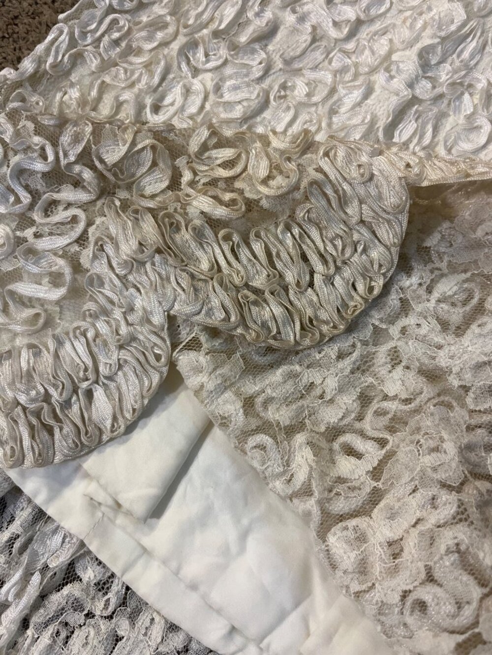 Vintage Jack Bryan Cream Lace Maxi Dress Womens XS? (0-2) Long Sleeve Boho USA - Picture 15 of 16